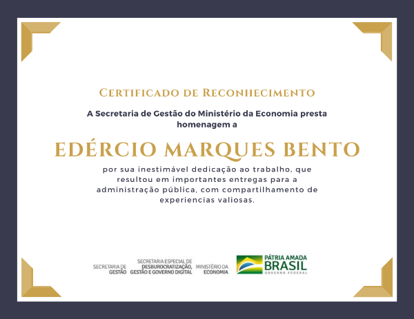 Reconhecimento pela contribuição - Edércio